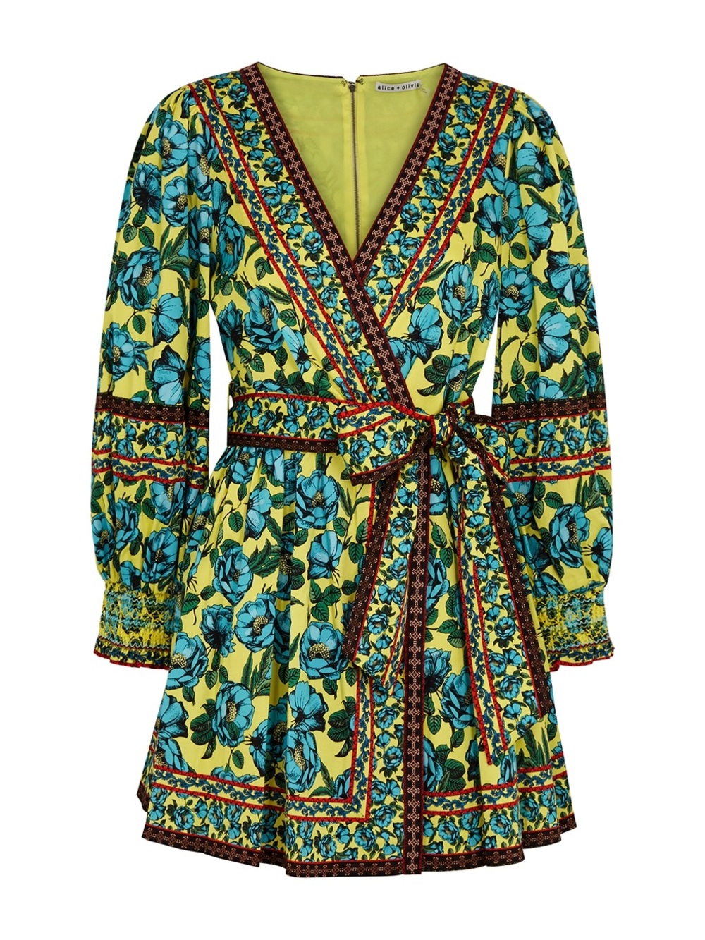 ALICE + OLIVIA Simona Floral-Print Stretch-Cotton Mini Dress